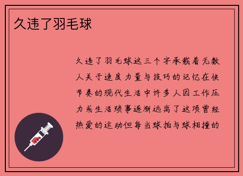 久违了羽毛球